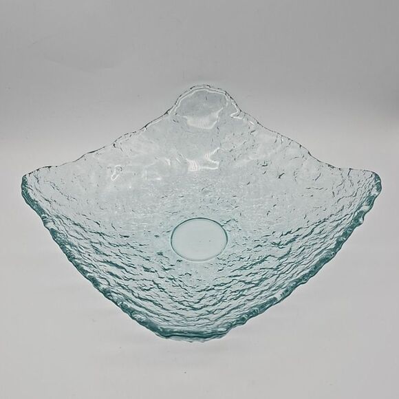 Couronne Co Recycled Green Blue Colored Large Square Glass Bowl Dish Spain - Picture 3 of 9